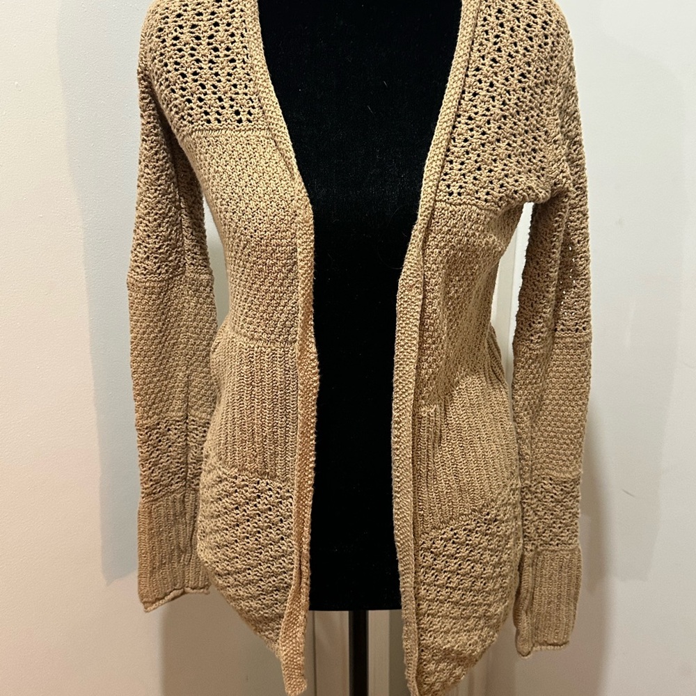 Women's Beige Knit Cardigan Sweater